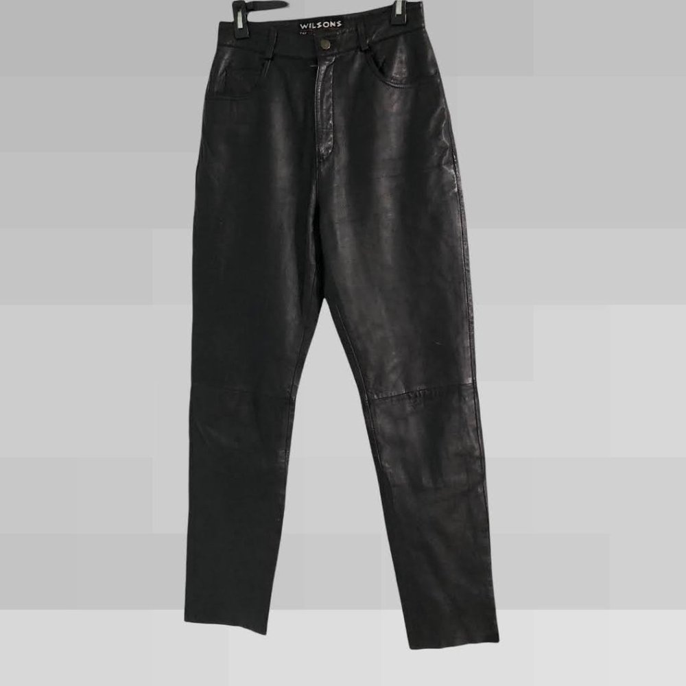 Wilsons Black Leather Jeans/Pants-Sz 10
